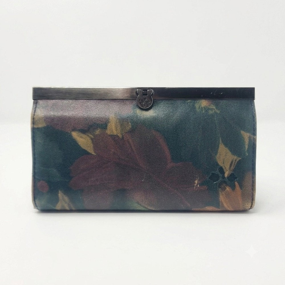 Patricia Nash Cauchy Frame Clutch Wallet Green Multicolor Floral